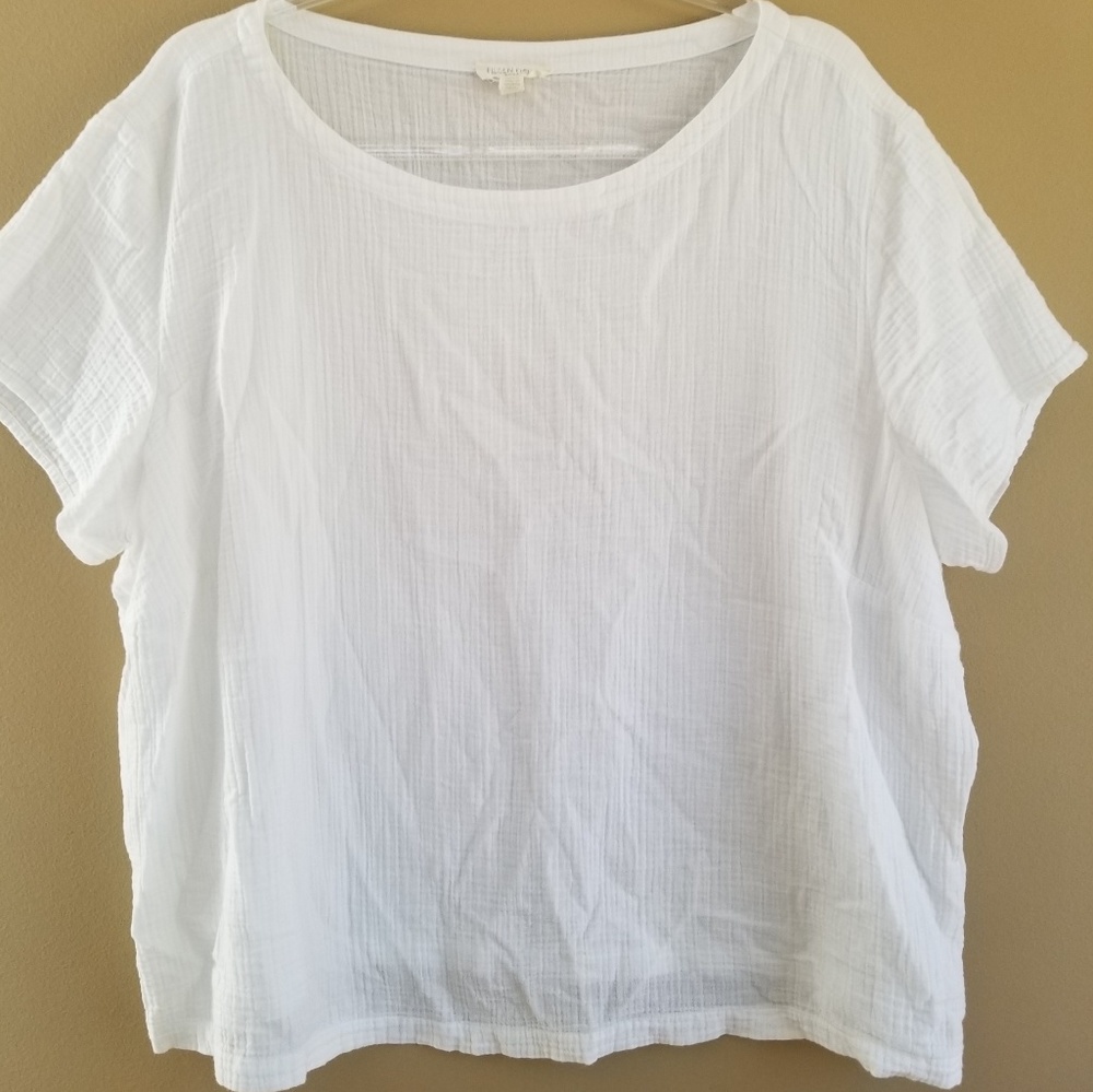 Eileen Fisher Cotton Gauze Boxy Boatneck, 2X - Picture 1 of 4